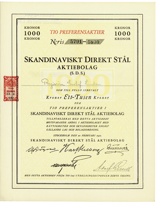 Skandinaviskt Direkt Stal Aktiebolag (S. D. S.)