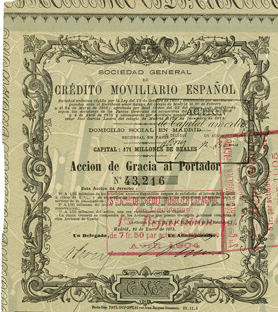 Sociedad General de Crédito Moviliario Español / Société Générale de Crédit Mobilier Espagnol