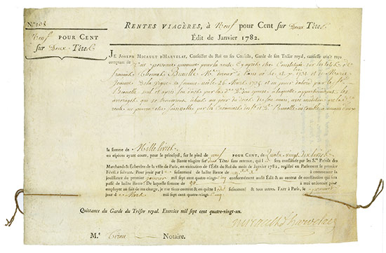 Rente Viagére - Edit de Janvier 1782