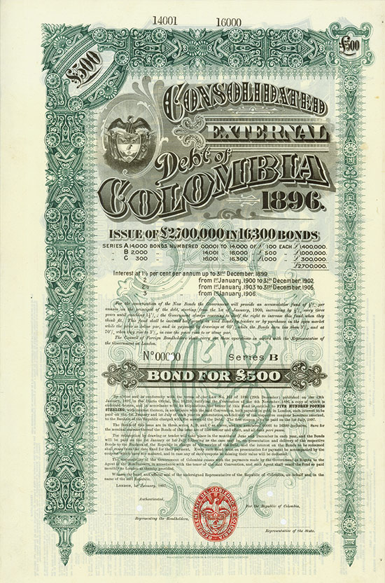 Consolidated External Debt of Columbia 1896