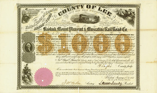 Keokuk, Mount Pleasant & Muscatine Rail Road Co. (County of Lee)