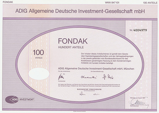ADIG Allgemeine Deutsche Investment-Gesellschaft - FONDAK [3 Stück]