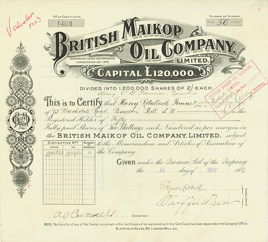 British Maikop Oil Company [2 Stück]