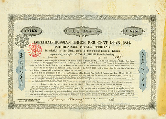 Imperial Russian 3 % Loan of 1859 [2 Stück]