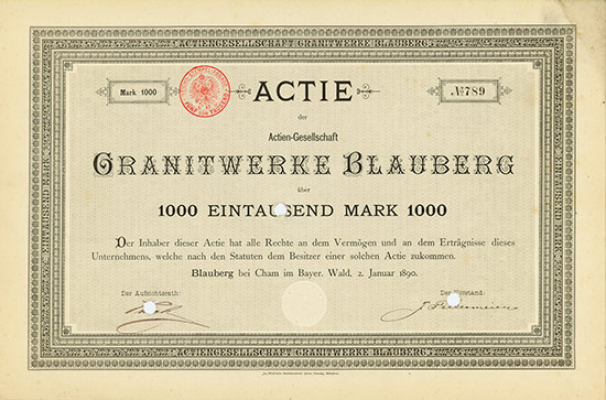 Actien-Gesellschaft Granitwerke Blauberg [Multiauktion 5]