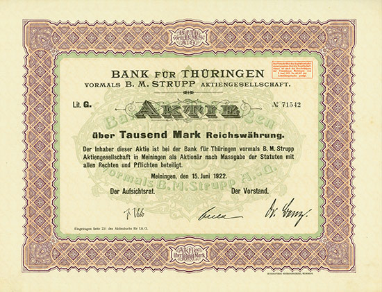 Bank für Thüringen vormals B. M. Strupp AG