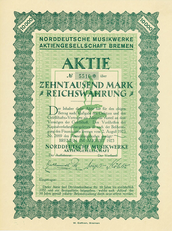 Norddeutsche Musikwerke AG [MULTIAUKTION 11]