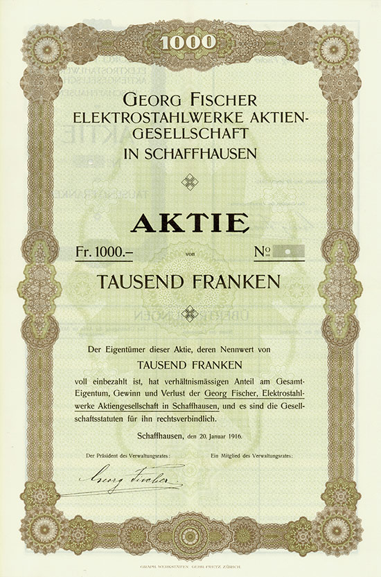 Georg Fischer Elektrostahlwerke Aktiengesellschaft in Schaffhausen