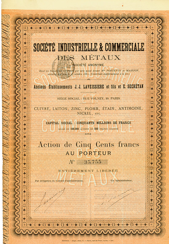 Société Industrielle & Commerciale des Métaux [2 Stück]