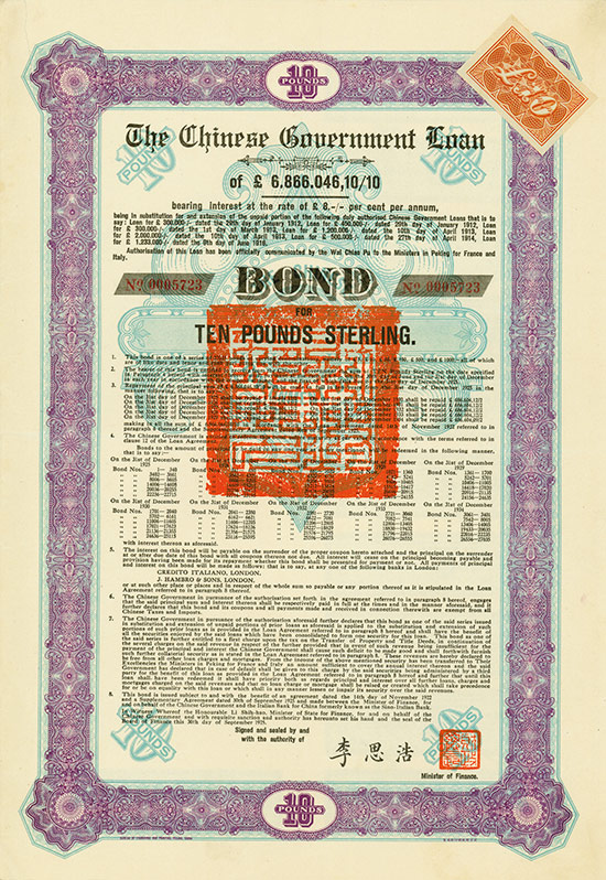 Chinese Government (Skoda Loan II, Kuhlmann 701 F)