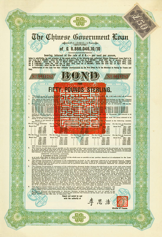 Chinese Government (Skoda Loan II, Kuhlmann 702 G)