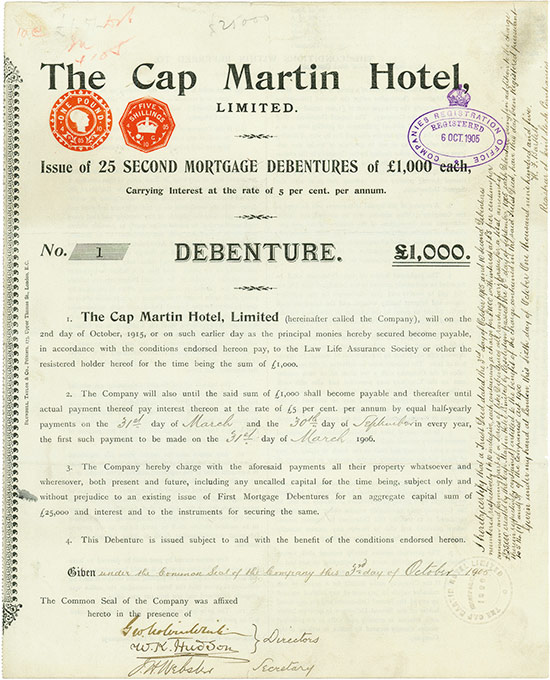 Cap Martin Hotel, Limited