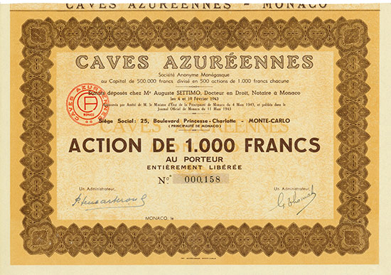 Caves Azuréennes Société Anonyme Monégasque