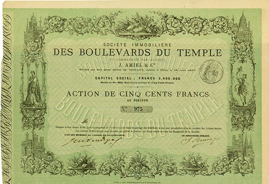 Société Immobilière des Boulevards du Temple en Commandite par Actions J. Amiel & Cie.