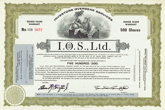 I. O. S. Ltd. Investors Overseas Services / Investors Overseas Services Management Limited [5 Stück]