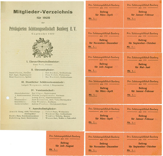 Privilegierte Schützengesellschaft Bamberg e. V. / Schützengesellschaft 1522 Bamberg [25 Stück]