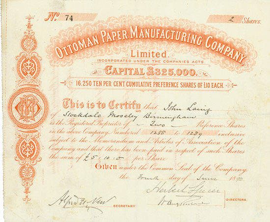 Ottoman Paper Manufacturing Company, Limited