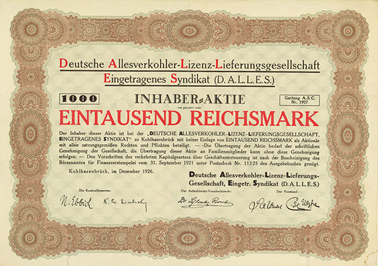 Deutsche Allesverkohler-Lizenz-Lieferungsgesellschaft Eingetragenes Syndikat (D.A.L.L.E.S.)
