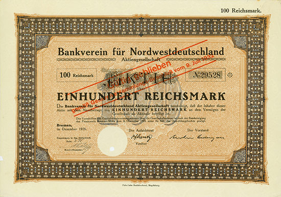 Bankverein für Nordwestdeutschland AG