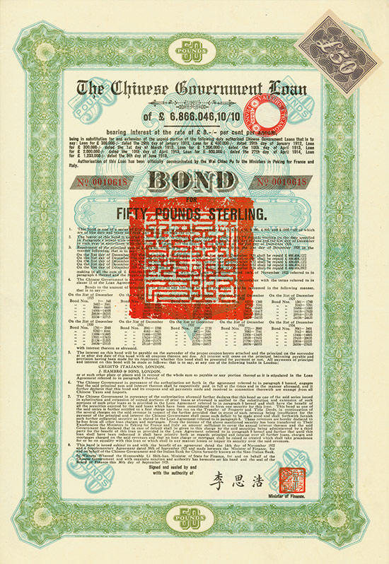 Chinese Government (Skoda Loan II, Kuhlmann 702 E)
