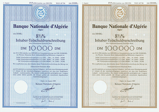 Banque Nationale d'Algérie [2 Stück]