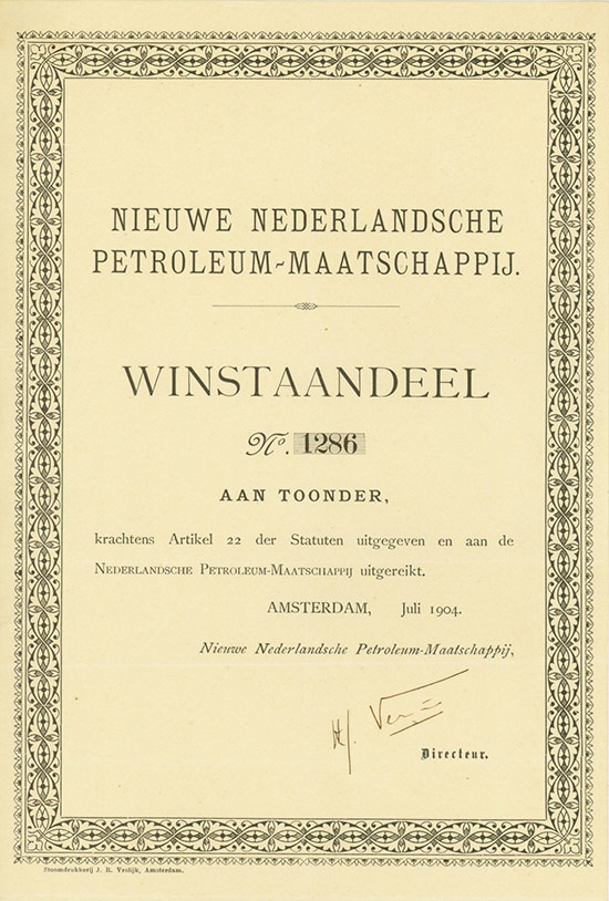 Nieuwe Nederlandsche Petroleum-Maatschappij [2 Stück]