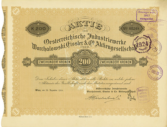 Oesterreichische Industriewerke Warchalowski, Eissler & Co. AG