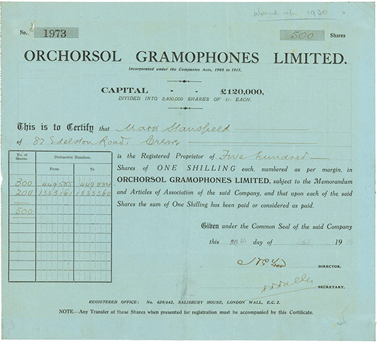 Orchorsol Gramophones Limited