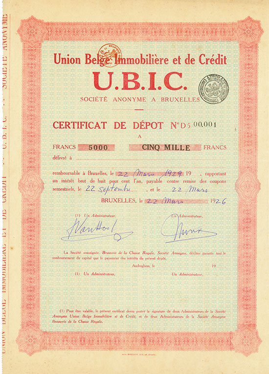 Union Belge Immobilière et de Crédit U.B.I.C. Société Anoyme