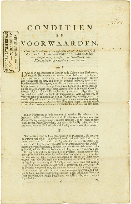 Roeloff Hageman / Plantagie de Hoop en den Grond Nieuw Amsteram te Suriname