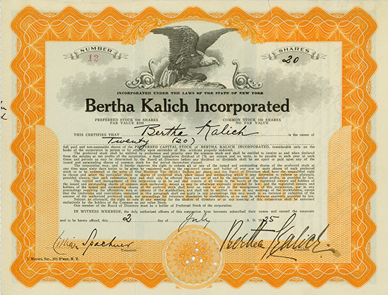 Bertha Kalich Incorporated