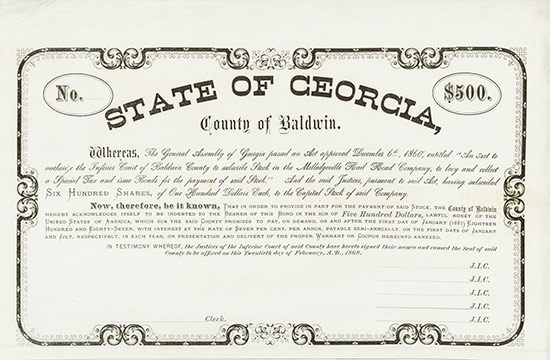 State of Georgia, County of Baldwin - Milledgeville Rail Road Company