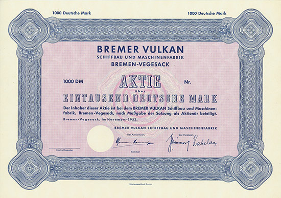Bremer Vulkan AG Schiffbau und Maschinenfabrik 