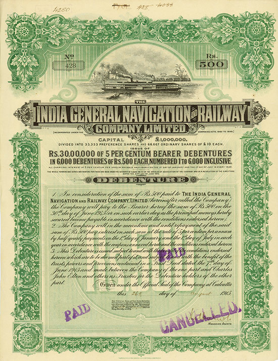 India General Navigation & Railway Company Limited [4 Stück]
