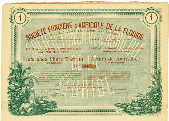 Société Foncière & Agricole de la Floride / Agricultural Land Company of Florida