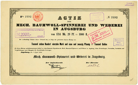 Mech. Baumwoll-Spinnerei und Weberei in Augsburg
