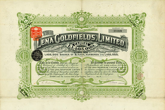 Lena Goldfields, Limited [3 Stück]