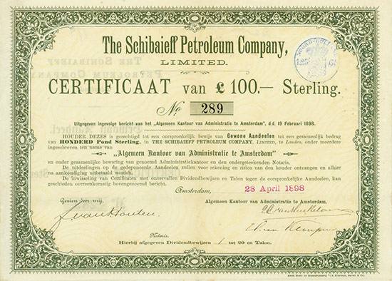 Schibaieff Petroleum Company, Limited [4 Stück]
