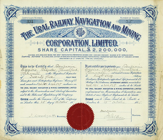 Ural Railway, Navigation and Mining Corporation, Limited