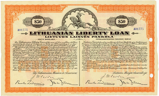 Lithuanian Liberty Loan / Lietuvos Laisves Paskola