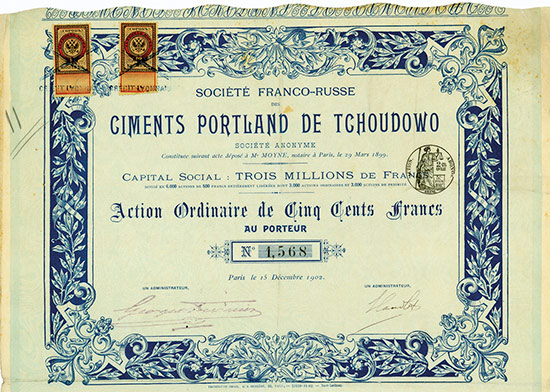Société Franco-Russe des Ciments Portland de Tchoudowo Société Anonyme