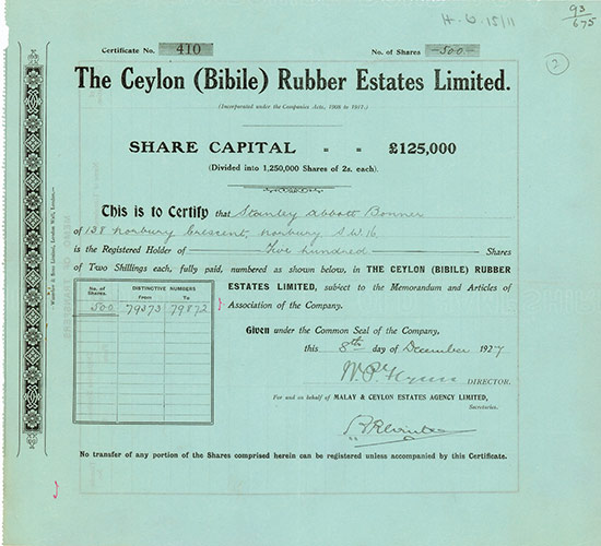 Ceylon (Bibile) Rubber Estates Limited