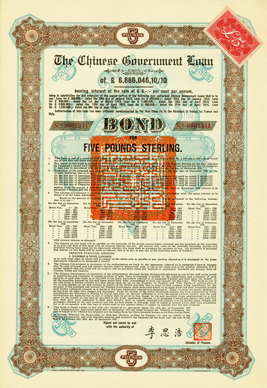Chinese Government (Skoda Loan II, Kuhlmann 700 G)