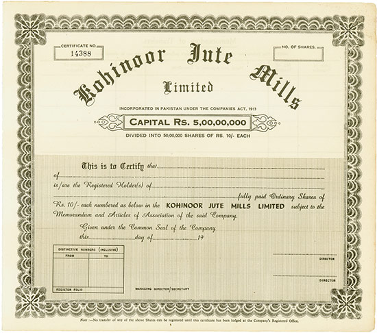 Kohinoor Jute Mills Limited