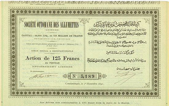 Société Ottomane des Allumettes (Anonyme)