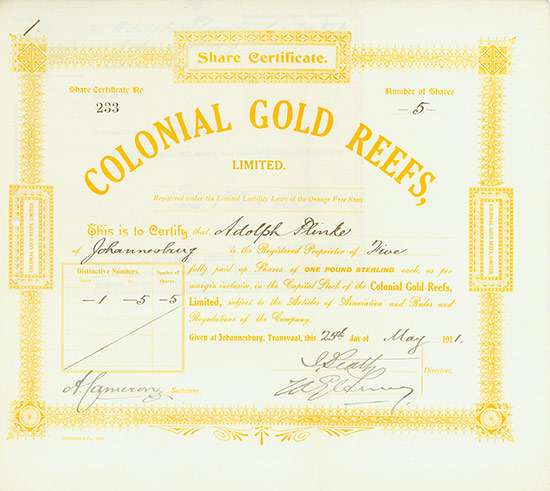 Colonial Gold Reefs, Limited