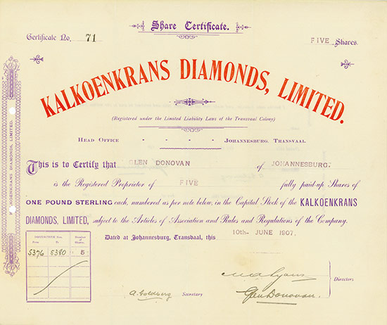 Kalkoenkrans Diamonds, Limited