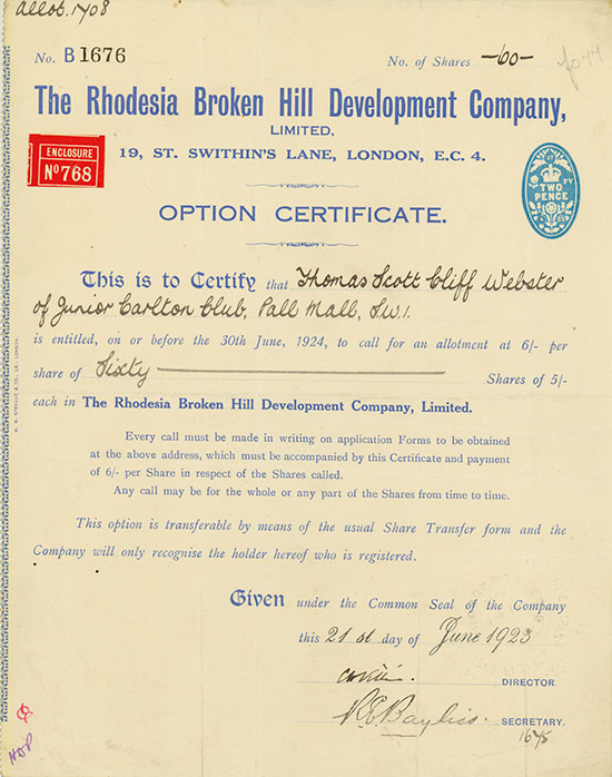 Rhodesia Broken Hill Development Company, Limited