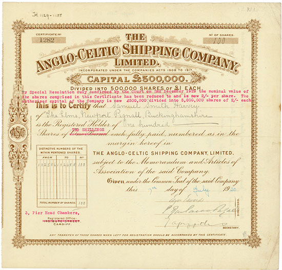 Anglo-Celtic Shipping Company, Limited [2 Stück]