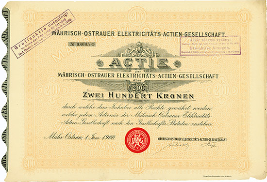 Mährisch-Ostrauer Elektricitäts-AG [2 Stück]